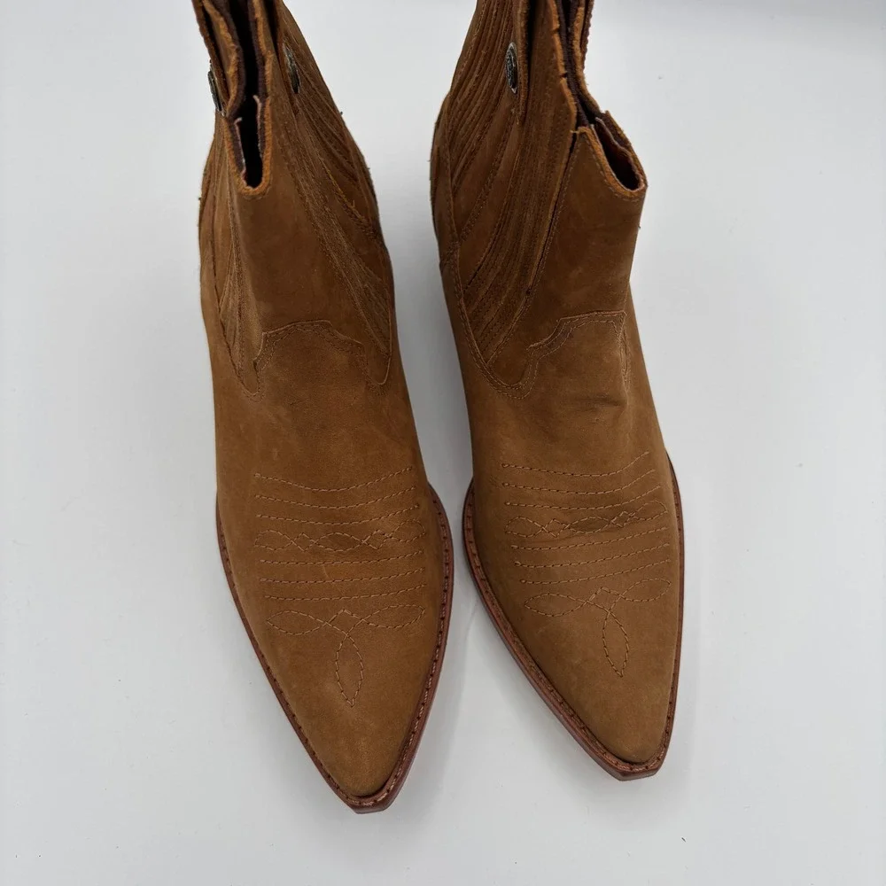 Vtg Circle S Brand Scout X Women Sz 7.5 Brown Suede Western Ankle Boots Cowgirl